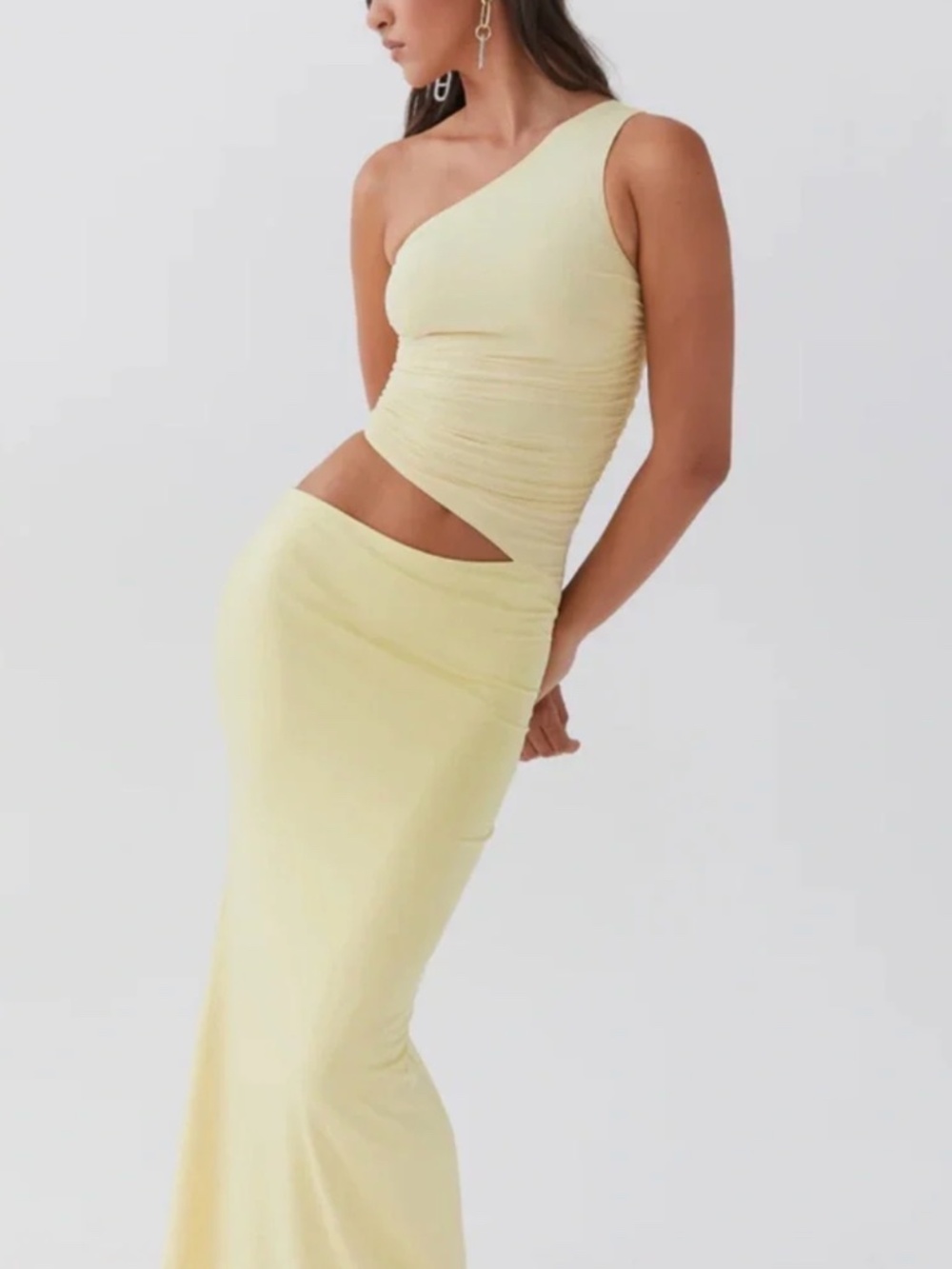 Seranella One Shoulder Maxi Dress One Shoulder Maxi Dress in Lemon